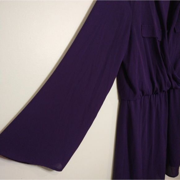 XOXO Long Sleeve Purple Faux Wrap Dress Party Modern Office Dress Size XXL - Picture 7 of 8